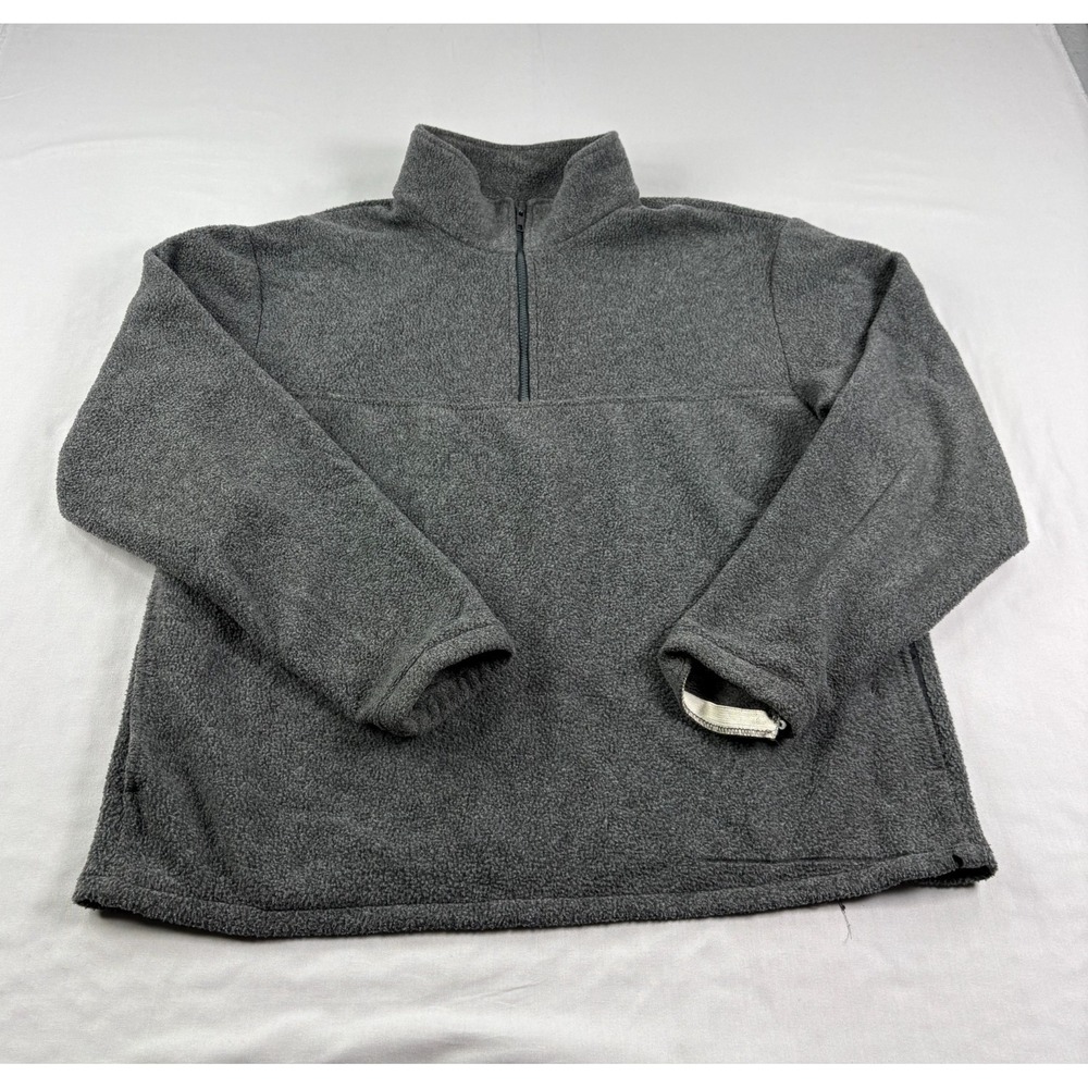 Vintage J Crew Oarsman Sweater Mens Medium Gray 1/4 Zip Fleece Pullover USA Made